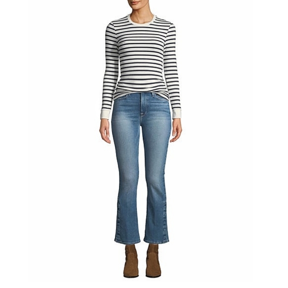 Frame Y2K Le Crop Mini Boot Cut Tear Away Flared Hem Denim Jeans - Picture 10 of 10